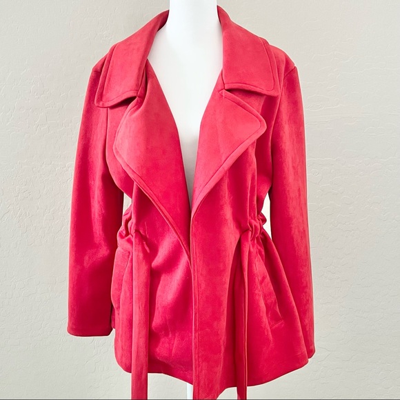 Alice Blue Coral Red Tie Waist Jacket - Picture 2 of 6